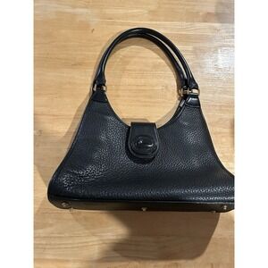 VINTAGE DOONEY & BOURKE HANDBAG- BLACK LEATHER HOBO SHOULDER BAG